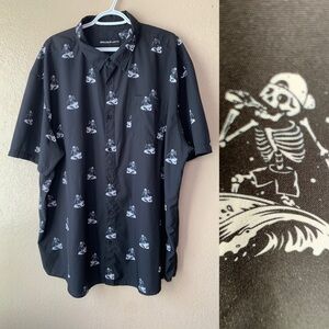 MOLOKAI SURF CO. Black White Surfing Skeletons Resortwear Top Size 3XL